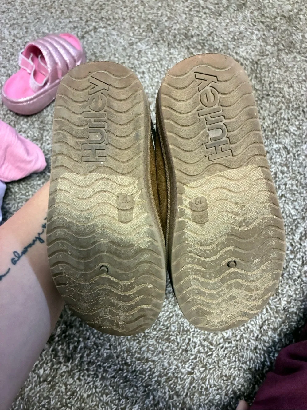 Hurley Kids Brown Suede Slip-On Slippers